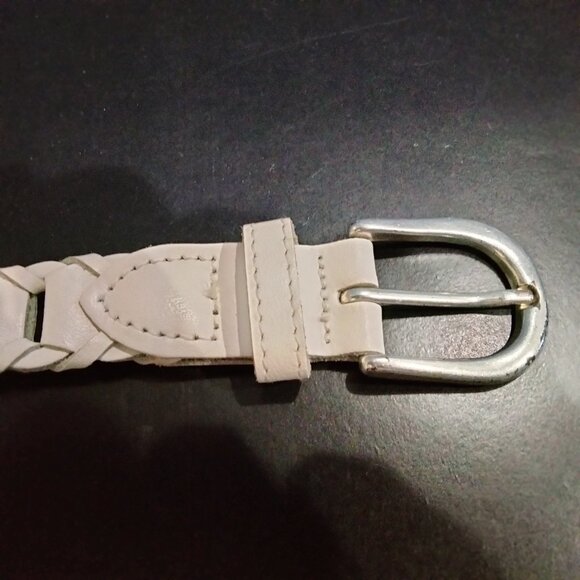 Guatemalan Leather Belt, Winter White Open Weave, Narrow, Rare, NWOT main image 5